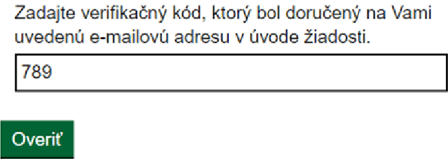 Zadajte verifikačný kód - Email